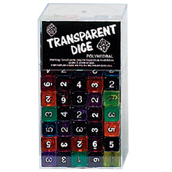 KP02494-TRANSPARENT DICE D6 25PC ASSORTED BAG