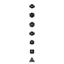 KP02939-OPAQUE DICE 7PC SET BLACK