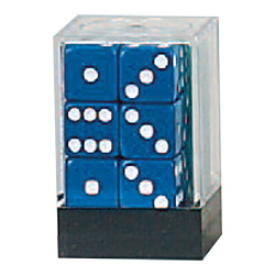 KP08626-OPAQUE DICE D6 16MM 12PC BLUE/WHITE