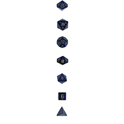 KP09074-ELEMENTAL DICE 7PC SET GOLDEN COBALT