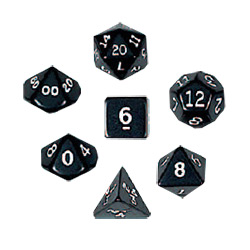 KP10053-OPAQUE DICE 10PC SET BLACK