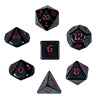 KP02920-OPAQUE DICE 7PC SET BLACK/RED