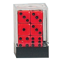 OPAQUE DICE D6 16MM 12PC RED/BLACK
