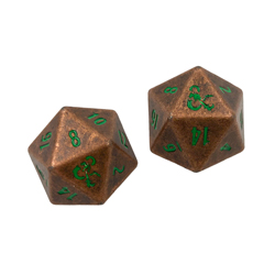 UPGDHMD20DDCG-HEAVY METAL 2 D20 DUNGEONS & DRAGONS COPPER&GREEN