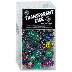 KP02857-TRANSPARENT DICE D20 25PC ASSORTED BAG