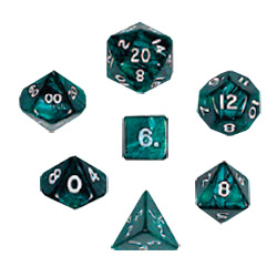 KP02959-PEARLIZED DICE POLYH 7PC EMERALD