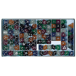 KP03199-GLITTER DICE SAMPLER BOX D10 100PC
