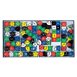 KP03202-OPAQUE DICE SAMPLER BOX 100PC D10
