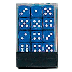 OPAQUE DICE D6 12MM 36PC BLUE IN CLEAR BOX