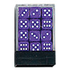 KP05116-OPAQUE DICE D6 12MM 36PC PURPLE/WHT IN CLEAR BOX