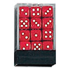 KP05117-OPAQUE DICE D6 12MM 36PC RED/WHITE IN CLEAR BOX