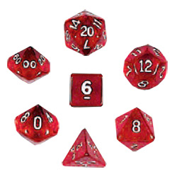 KP08525-TRANSPARENT DICE D10 10PC RED