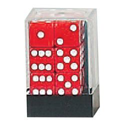 KP08632-OPAQUE DICE D6 16MM 12PC RED/WHITE
