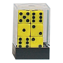 OPAQUE DICE D6 16MM 12PC YELLOW/BLK
