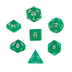 KP09950-TRANSPARENT DICE SET 10PC GREEN