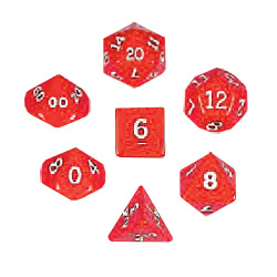 KP10056-OPAQUE DICE 10PC SET RED