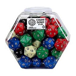 KP11706B-JUMBO DICE OPAQUE D20 ASSORTED 50PC BOWL
