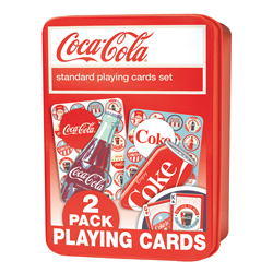 MPC92064-COCA-COLA 2PK PLAYING CARDS TIN