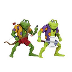 NE54173-TMNT CARTOON 2PK GENGHIS & RASPUTIN FROG FIG 7"