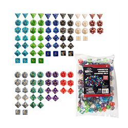 GAMING DICE ASSORTED BULK MARBLED 100ct 10 COLOURS