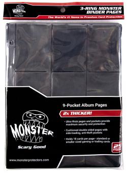 PAGES 9 PCKT MONSTER 3-RING BINDER PAGE 25pk