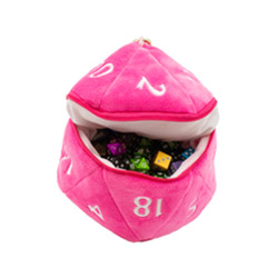 UPPD20DBHP-D20 DICE BAG PLUSH GAMER POUCH HOT PINK