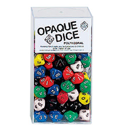 KP02638-OPAQUE DICE D10 100PC ASSORTED BOX