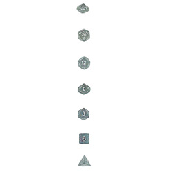 KP02892-GLITTER DICE SET 7PC CLEAR