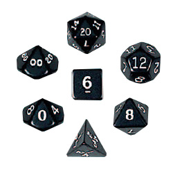 KP02948-OPAQUE DICE 7PC SET BLACK