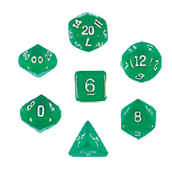 KP02990-TRANSPARENT DICE BOX 7PC GREEN