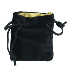 KP09913-DICE BAG VELVET BLACK/GOLD 3.75'' X 4"