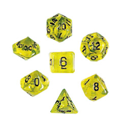 KP09956-TRANSPARENT DICE SET 10PC YELLOW